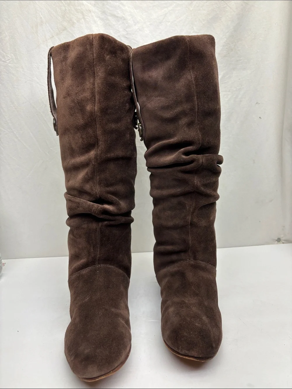 Brown Suede Slouch Knee-High Women's Boots, SZ 6.5, box 40